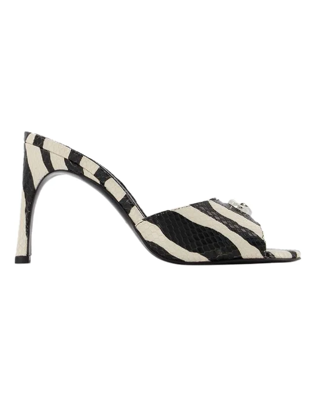 Zebra Print Logo Mules - Coperni - Black/White - Leather