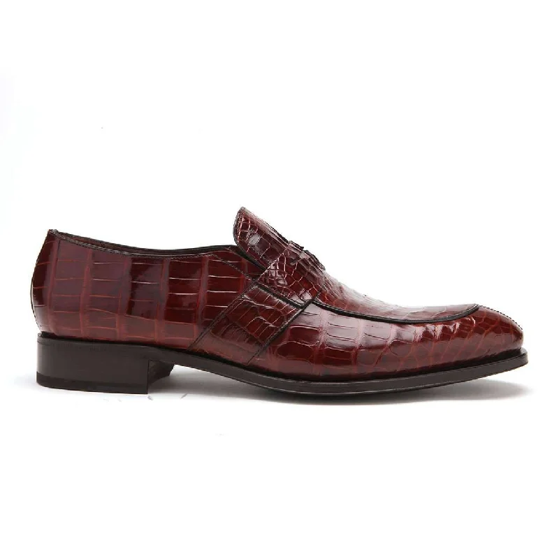 loafers for stylish work attire-Caporicci 3321 Men's Luxury Italian Designer Shoes Sport Rust Brown Alligator Loafers (CAP1118)