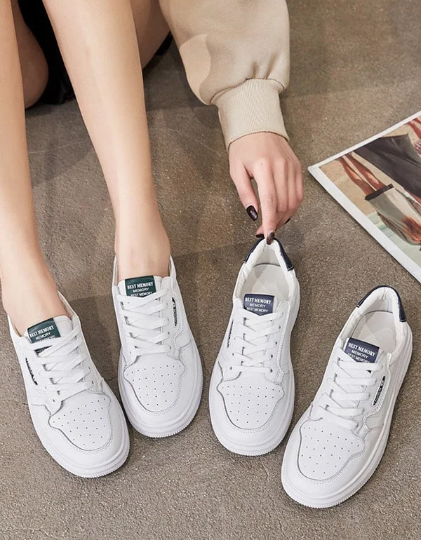 athletic shoes for basketball-Women's Casual White Leather Sneakers