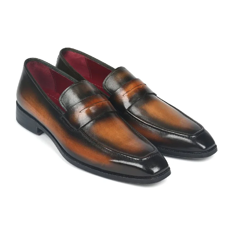 loafers for travel-friendly comfort-Paul Parkman 10LZ24 Men's Shoes Olive Brown Calf-Skin Leather Penny Loafers (PM6283)