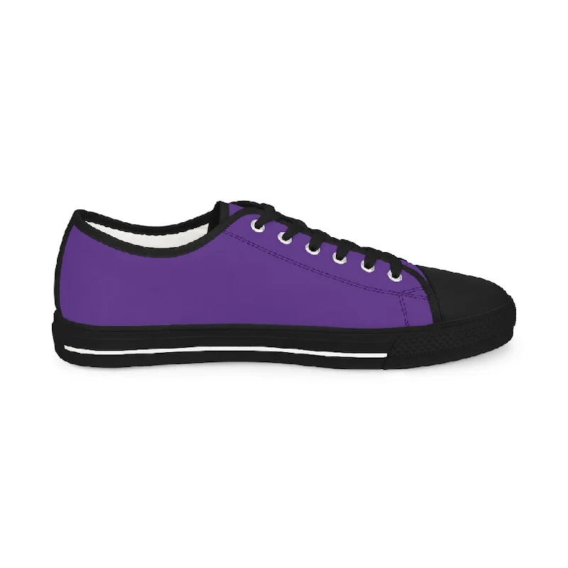 non-slip athletic shoes flair-Dark Purple Men's Sneakers, Solid Color Modern Minimalist Best Men's Low Top Sneakers  (US Size: 5-14)