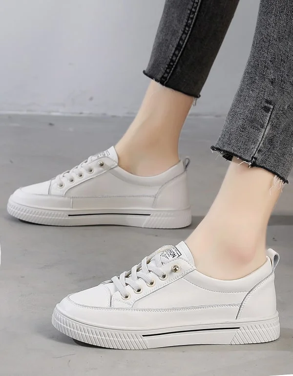 cool athletic shoes breathable-Women's Spring Casual Leather Sneakers