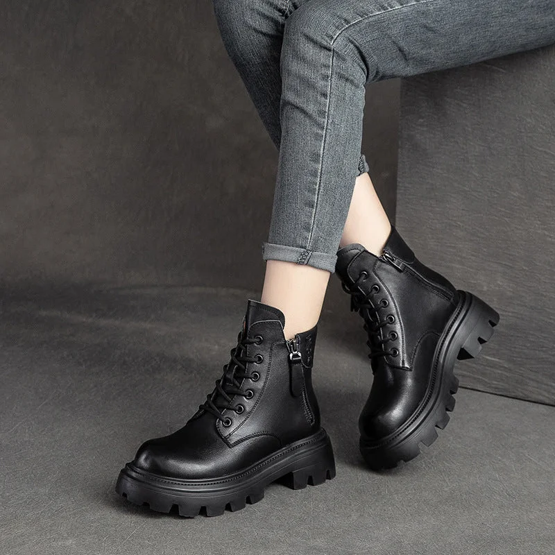 boots for protection in cold and wet conditions-Women Casual Minimalist Soft Leather Boots