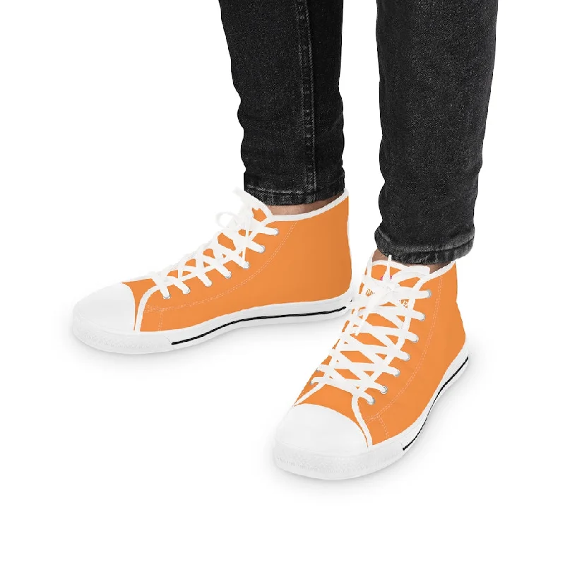 eco athletic shoes natural-Orange Color Men's High Tops, Orange Modern Minimalist Best Men's High Top Sneakers (US Size: 5-14)