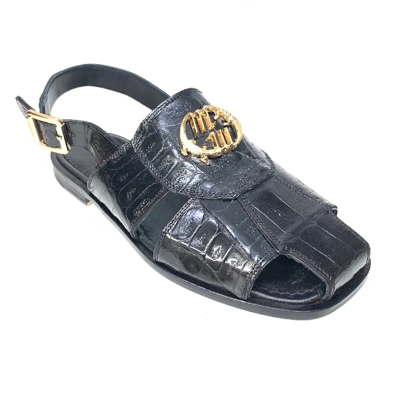 Mauri 5071 Black Gold Buckle Baby Crocodile Sandals