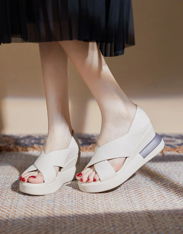 Summer Cross Strap Open Toe Wedge Sandals