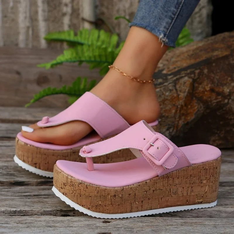 Slippers with firm soles-Women Platform High Heels Slippers  Female Clip Toe Flip Flops Shoes Wedges Sandals 2024 Summer Fashion New Slides Pumps Zapatos