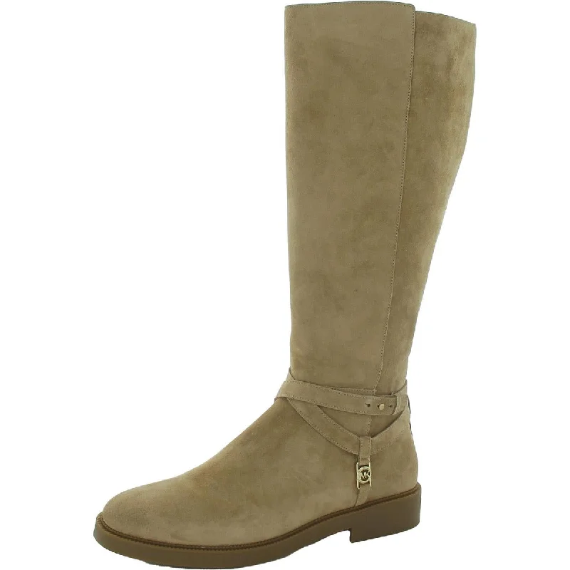 fur-lined boots for women-MICHAEL Michael Kors Womens Abigail Suede Wide Shaft Knee-High Boots