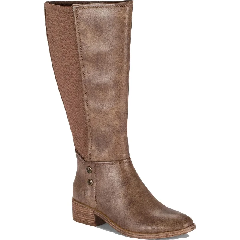 boots for mountain hiking-Baretraps Womens Madelyn Faux-Leather Block Heel Knee-High Boots