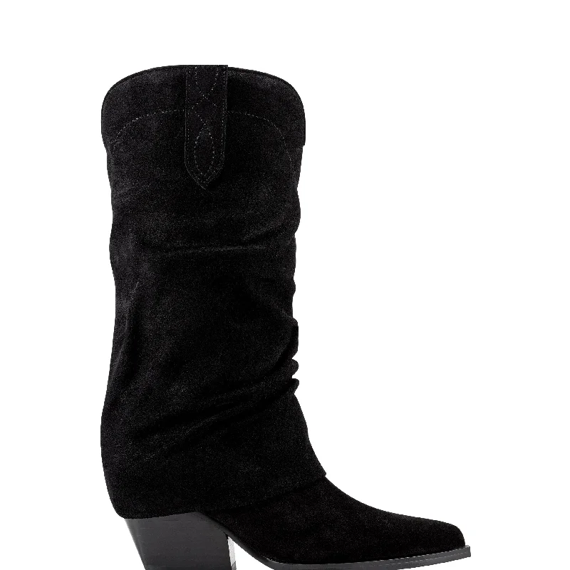 boots for mud and snow-Calysta Block Heel Pointy Toe Boot