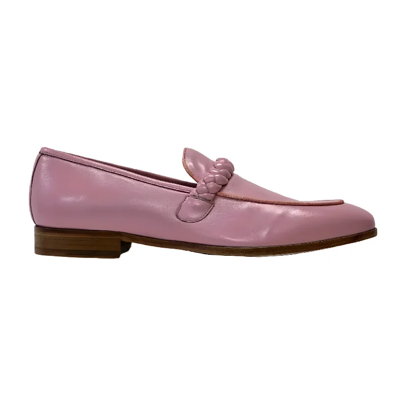 loafers with comfortable fit for all-day wear-Ambrogio Men's Shoes Pink Nappa Leather Braided Loafers (AMZ1005)