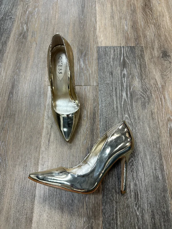 charm high heels green-Shoes Heels Stiletto By Guess In Gold, Size: 7.5