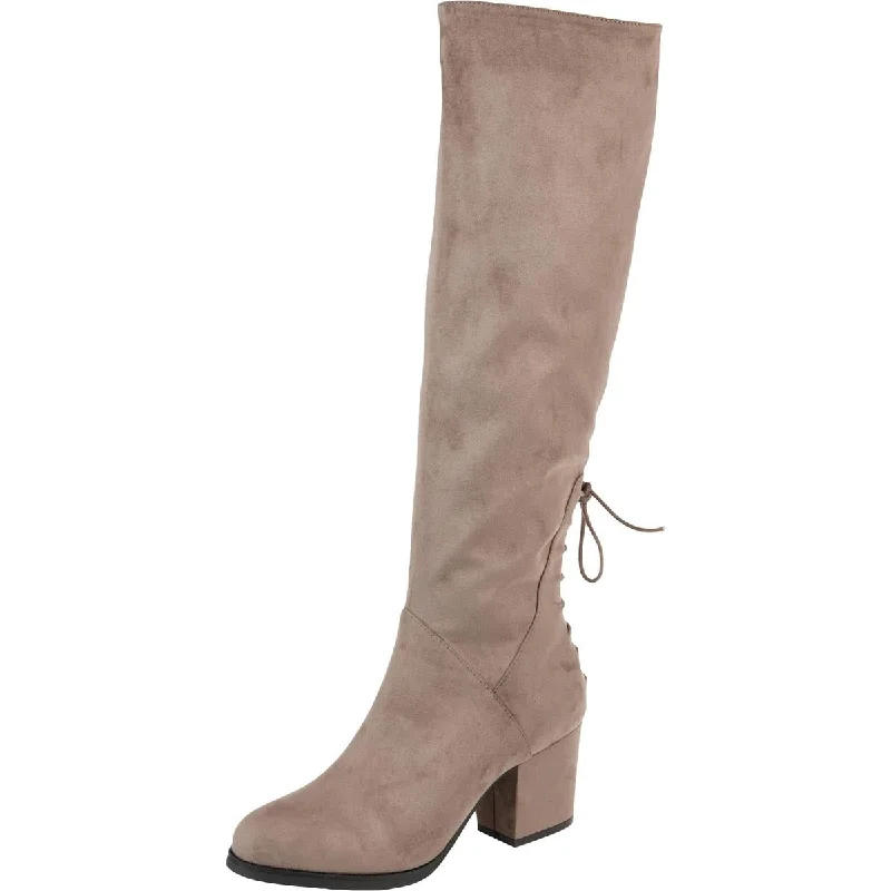 boots for icy conditions-Journee Collection Womens Leeda Faux Suede Wide Calf Knee-High Boots