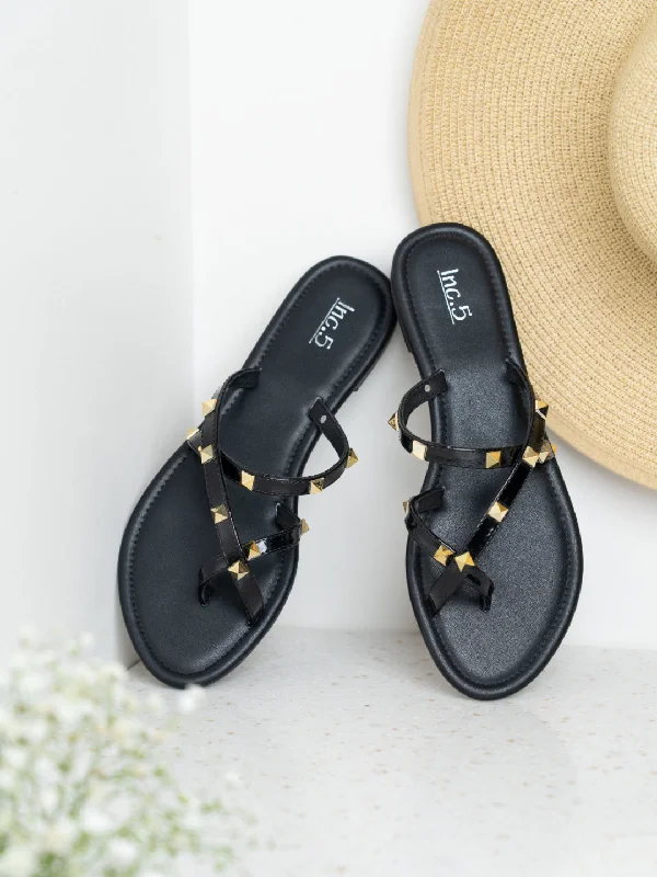 simple flats minimalist vibe-Knit fabric flatsWomens Black Casual Strappy Open Toe Flats