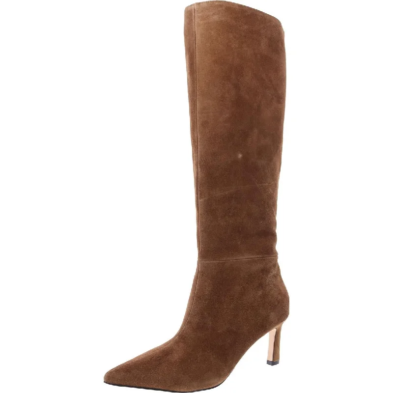 stylish work boots-Nine West Womens Lorthey Suede Pull On Knee-High Boots