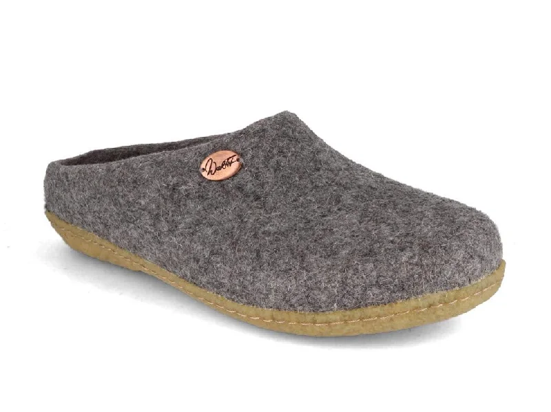 Slippers with sleek soles-WoolFit® 'Classic' handfelted Slippers with Rubber Sole, light gray