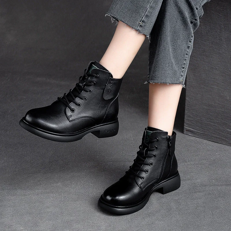 stylish boots for outdoor fashion-Women Retro Minimalist Soft Leather Casual Boots