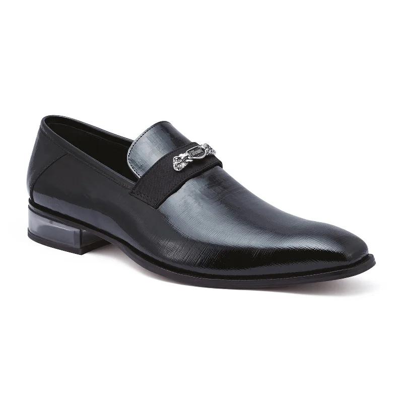 loafers for chic office look-Mauri Player 4951 Men's Shoes Black Canapa / Satin Slip-On Loafers (MA5250)