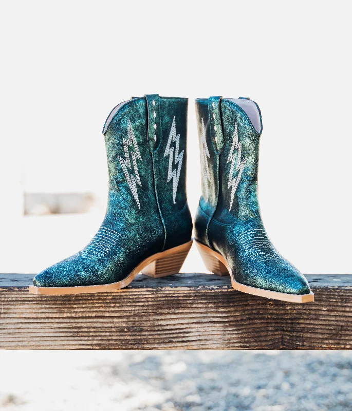 boots for trekking-Bowie Metallic Boot in Teal