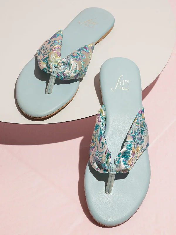 glow flats soft-Jimmy Choo flatsWomen Blue Printed Open Toe Flats