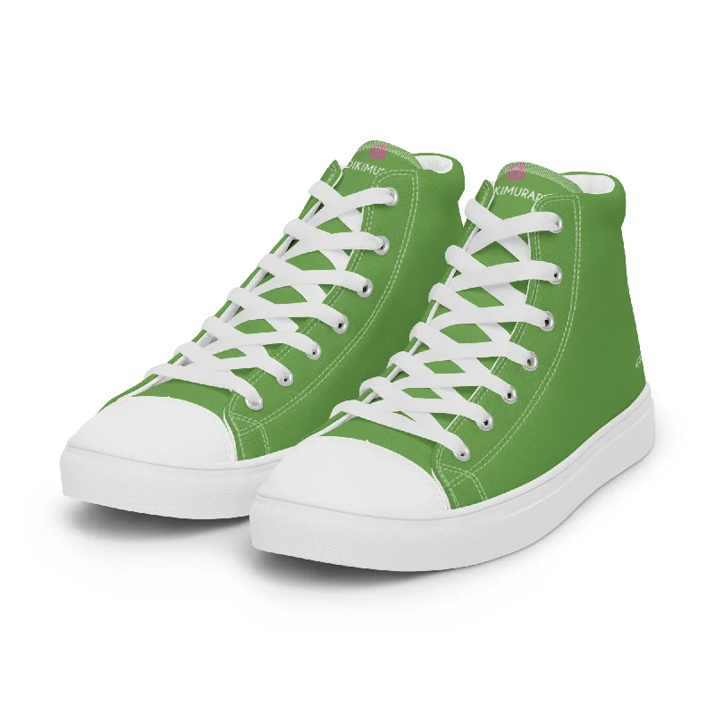 casual athletic shoes padded-Green Solid Color Men's Sneakers, Bright Green Solid Color Modern Minimalist Designer Men's High Top Tennis Shoes  (US Size: 5-13)