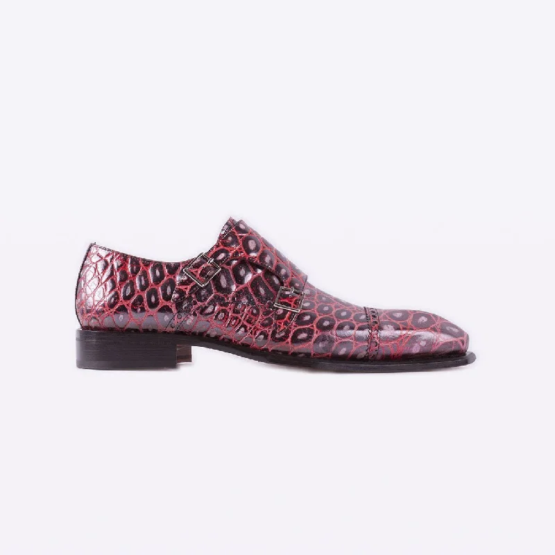 slip-on loafers for effortless look-Mister 40079 Buxan Men's Shoes Burgundy Crocodile Print / Calf-Skin Leather Monk-Straps Loafers (MISS1052)