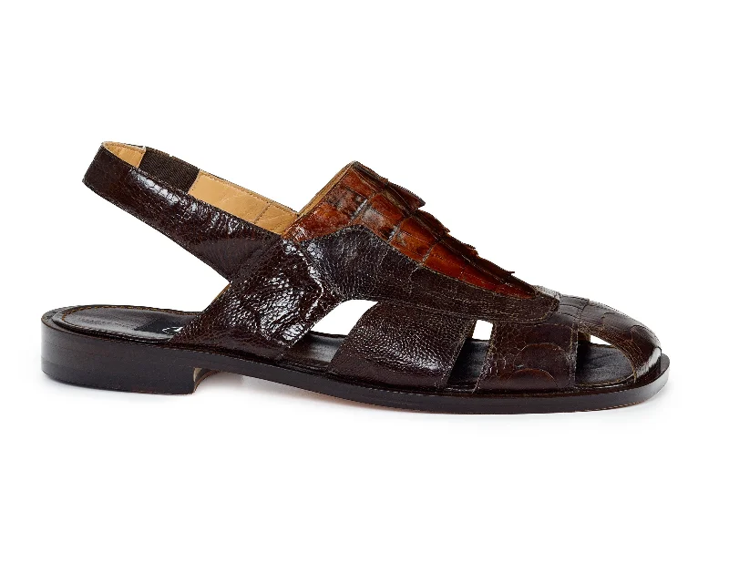 Mauri 1867 Brown/Camel Chimera Ostrich Leg & Hornback Sandals