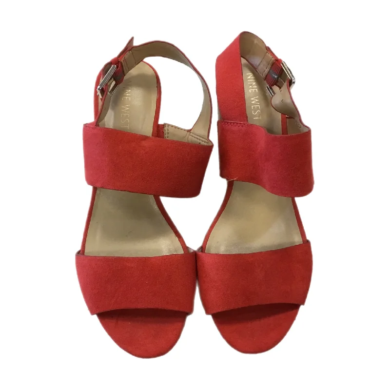 rugged high heels tough-Shoes Heels Wedge By Nine West In Red, Size: 8