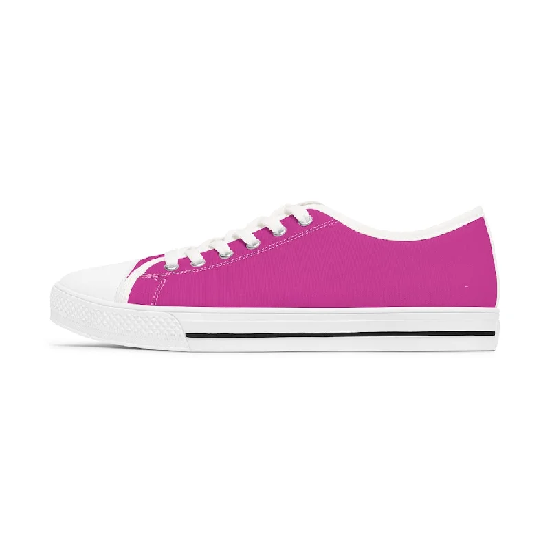 soft athletic shoes charm-Hot Pink Best Ladies' Sneakers, Solid Hot Pink Color Women's Low Top Sneakers Tennis Shoes (US Size: 5.5-12)