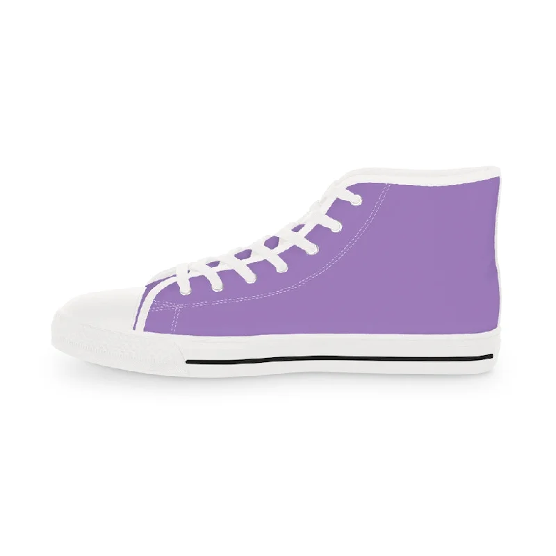 vegan athletic shoes fresh-Lavender Purple Men's High Tops, Modern Minimalist Best Men's High Top Sneakers Running Shoes (US Size: 5-14)