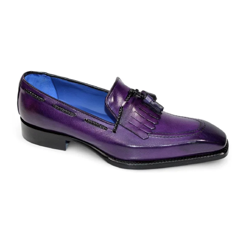 loafers with breathable design-Emilio Franco Tommaso Men's Shoes Purple Calf-Skin Leather Loafers (EF1273)