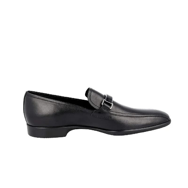 loafers with a sophisticated look-Prada 4D2823-ASK Men's Shoes Black Calf-Skin Leather Slip-On Loafers (PRM1019)