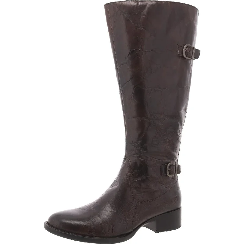 boots with extra cushion-Born Womens Leather Solid Knee-High Boots