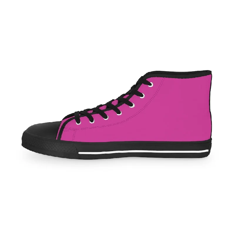 breathable athletic shoes flow-Hot Pink Men's High Tops, Modern Minimalist Best Men's High Top Sneakers (US Size: 5-14)