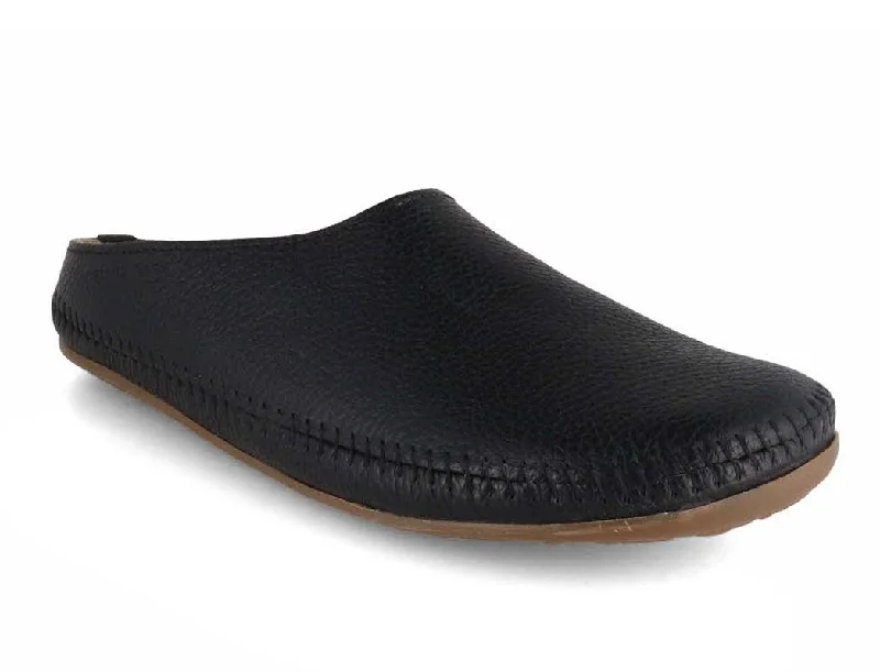 Slippers with chic soles-HAFLINGER Leather Slippers | Everest Softino, Black