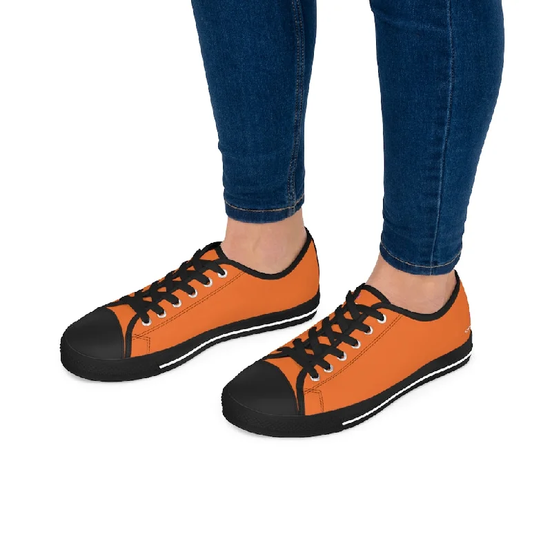 durable athletic shoes flair-Bright Orange Best Ladies' Sneakers, Solid Color Women's Low Top Sneakers (US Size: 5.5-12)