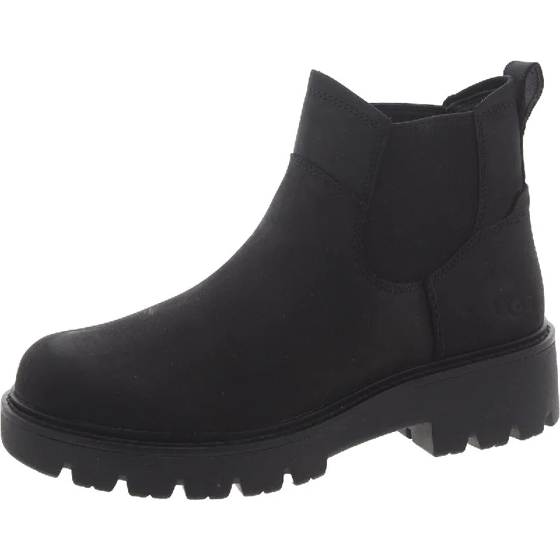 slip-on winter boots-Ugg Womens Leather Block Heel Chelsea Boots