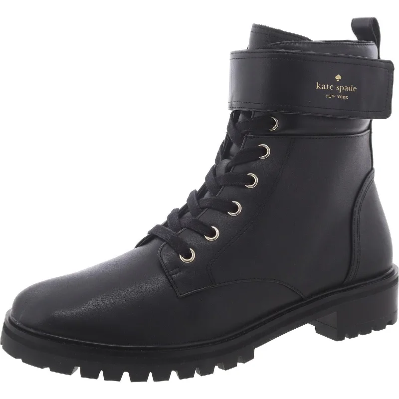 boots for extreme cold-Kate Spade New York Womens Joplin Leather Comfort Combat & Lace-Up Boots