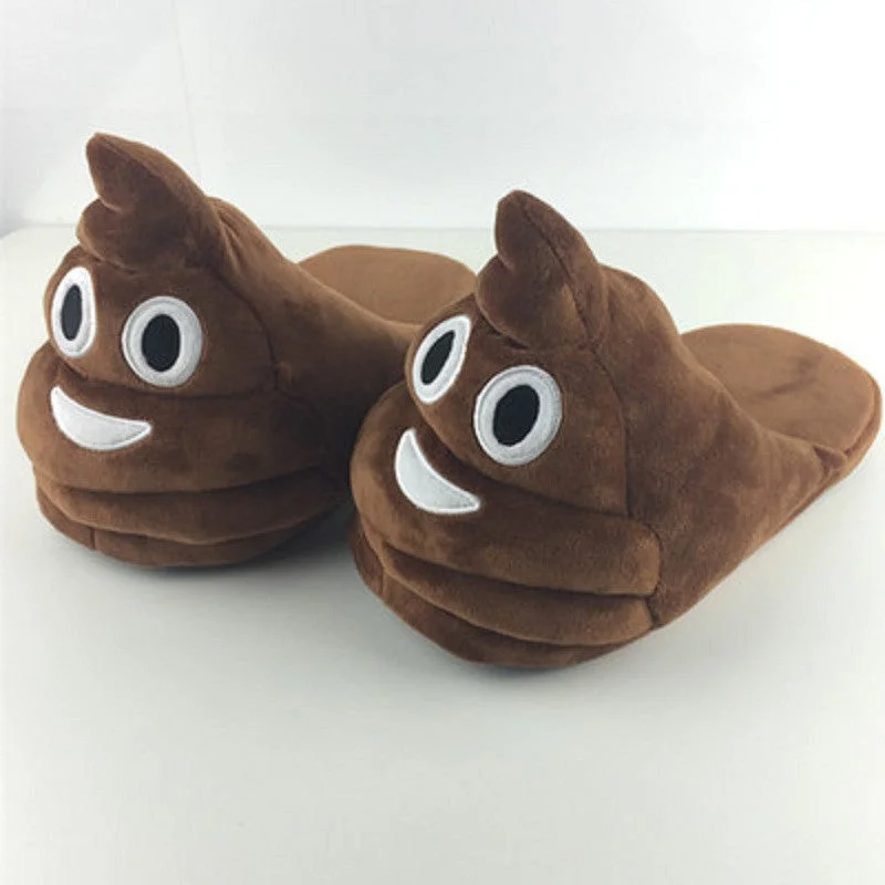 Slippers with soft soles-Funny Mens Plush Slippers Indoor Shoes House Cute Women Slippers Emoji Shoes Warm House Slipper