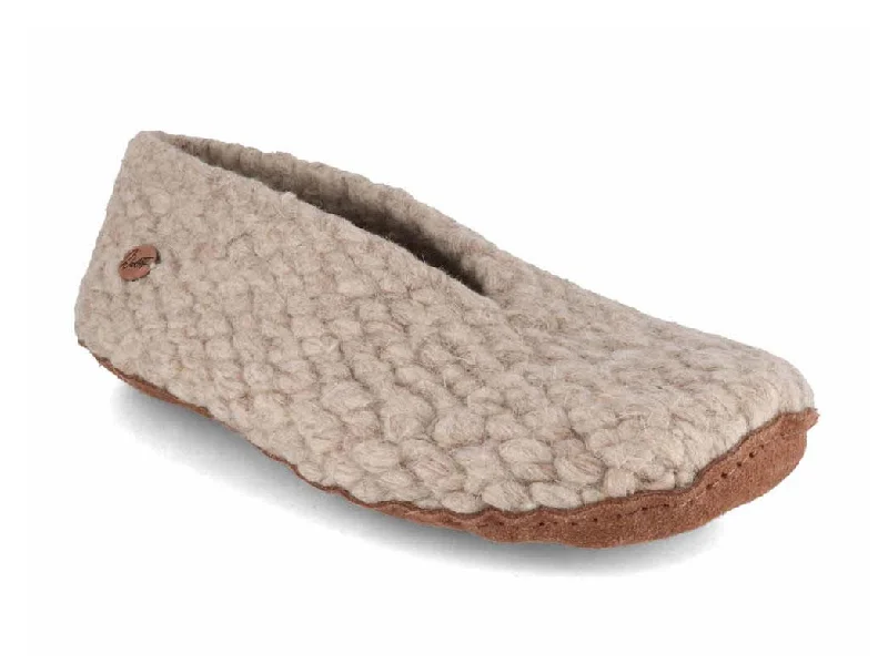 Slippers in soft purple-WoolFit® Woolies hand-woven Wool Slippers for Women, sand