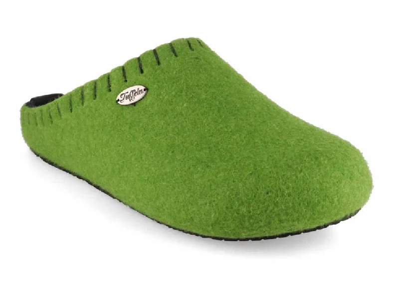 Slippers in rich purple-Tuffeln® Felt Slippers with Arch Support «Auszeit», green