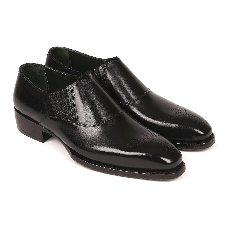 loafers with leather insole for comfort-Paul Parkman Men's Shoes Black Calf-Skin Leather Goodyear Welted Loafers GH861TR (PM6210)