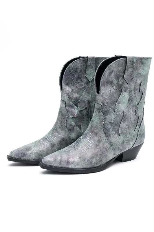 boots with stylish soles-Jersey Metallic Boot in Blue