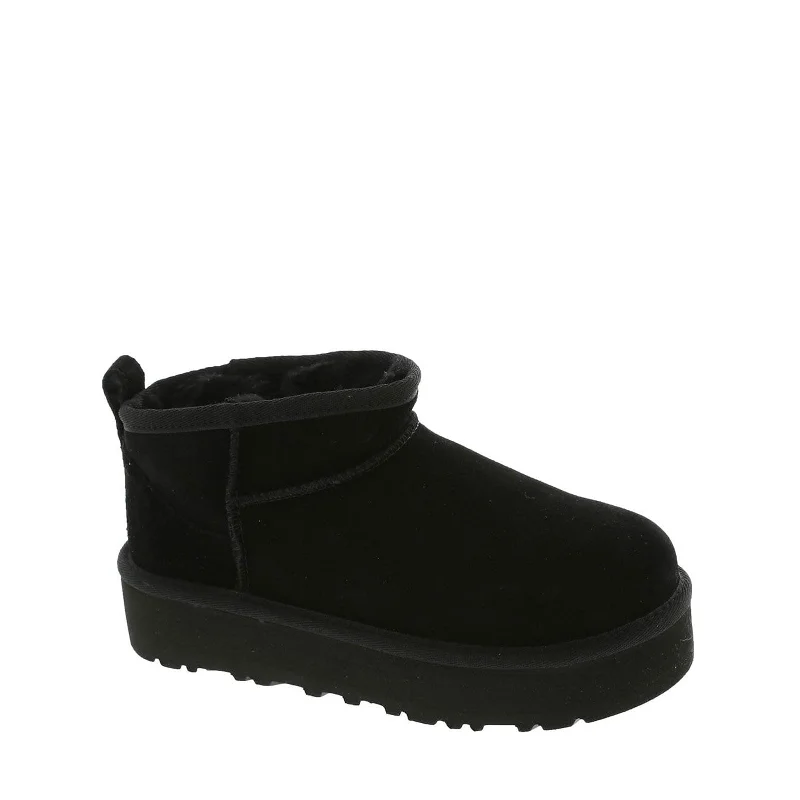 boots for walking in deep snow-UGG Unisex-Child Classic Ultra Mini Platform Boot, Black Little Kid