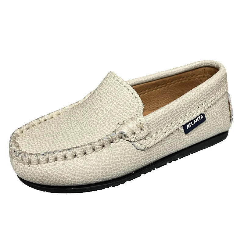 loafers with soft rubber sole for comfort-Atlanta Mocassin Boy's & Girl's Originals 015 Plain Vamp Loafers - Sand Little Grainy