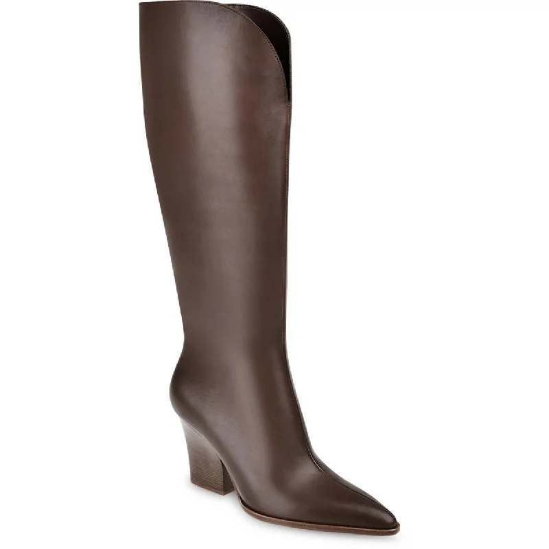 chic knee-high boots-Dolce Vita Womens Rocky Leather Solid Knee-High Boots