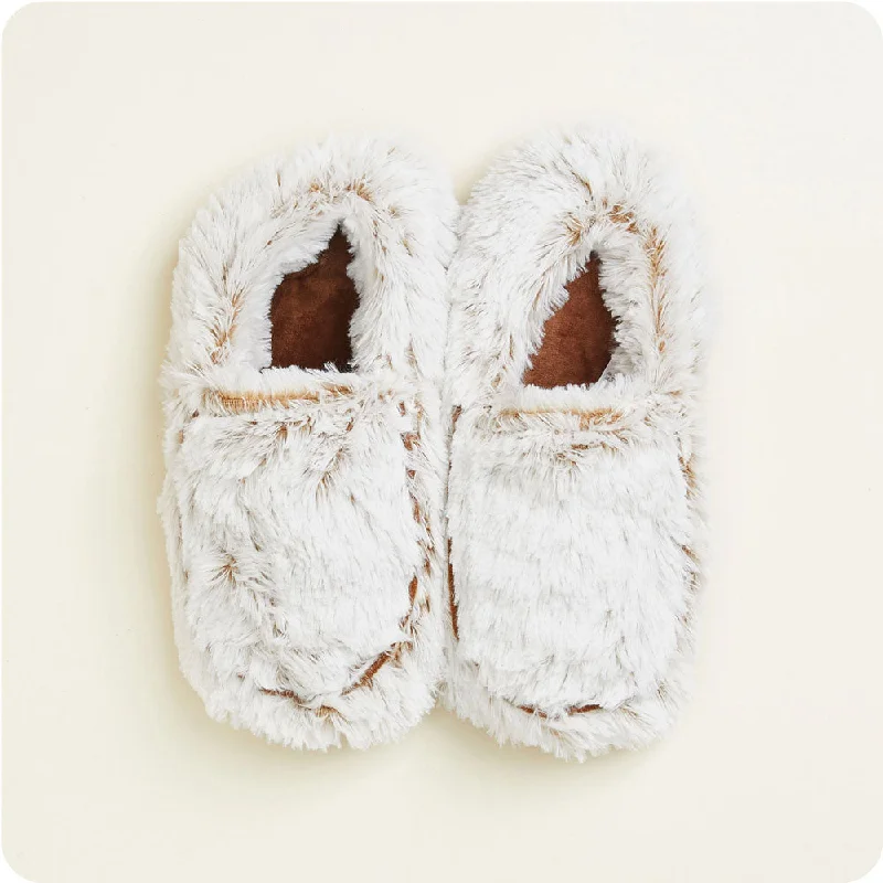 Slippers with firm soles-Marshmallow Brown Warmies Slippers