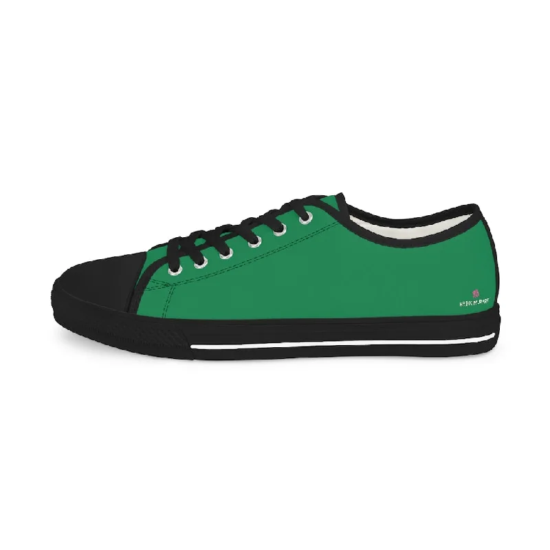 metallic athletic shoes vibe-Dark Green Men's Low Tops, Best Solid Color Modern Best Men's Low Top Sneakers  (US Size: 5-14)