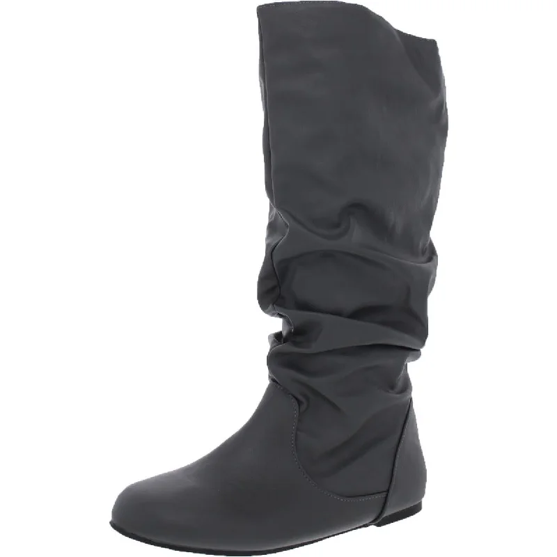 boots for rainy days-Journee Collection Womens XWC-Jayne Slouchy Flat Heel Knee-High Boots