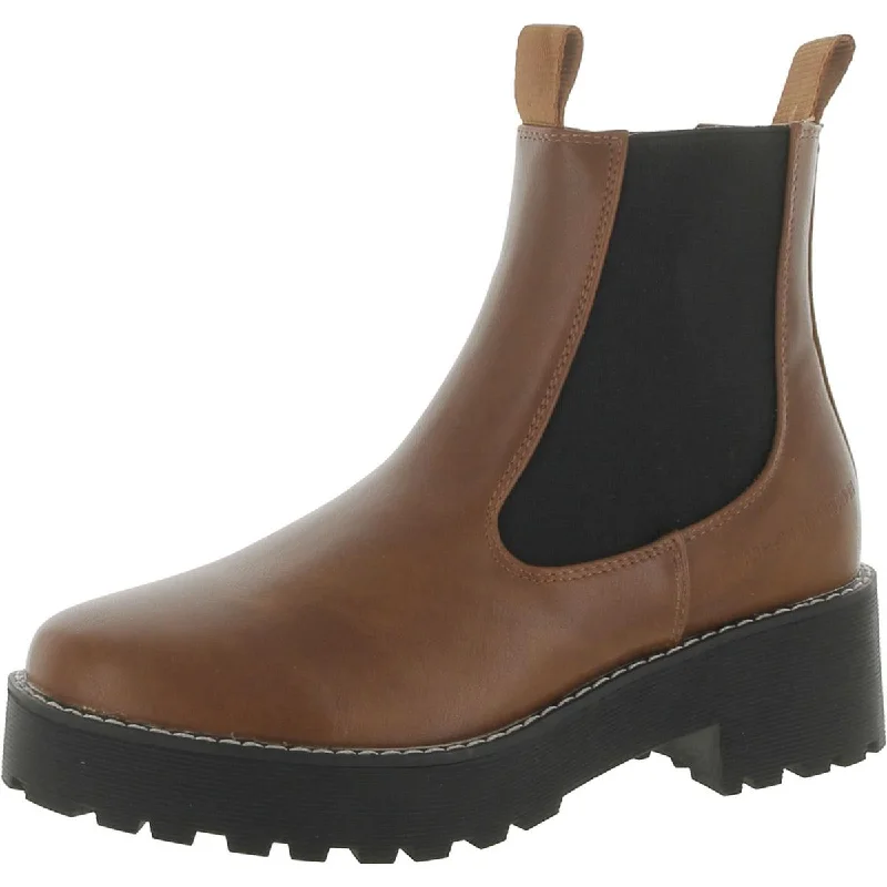 boots for snow and ice-French Connection Womens Mia Faux Leather Chelsea Boots